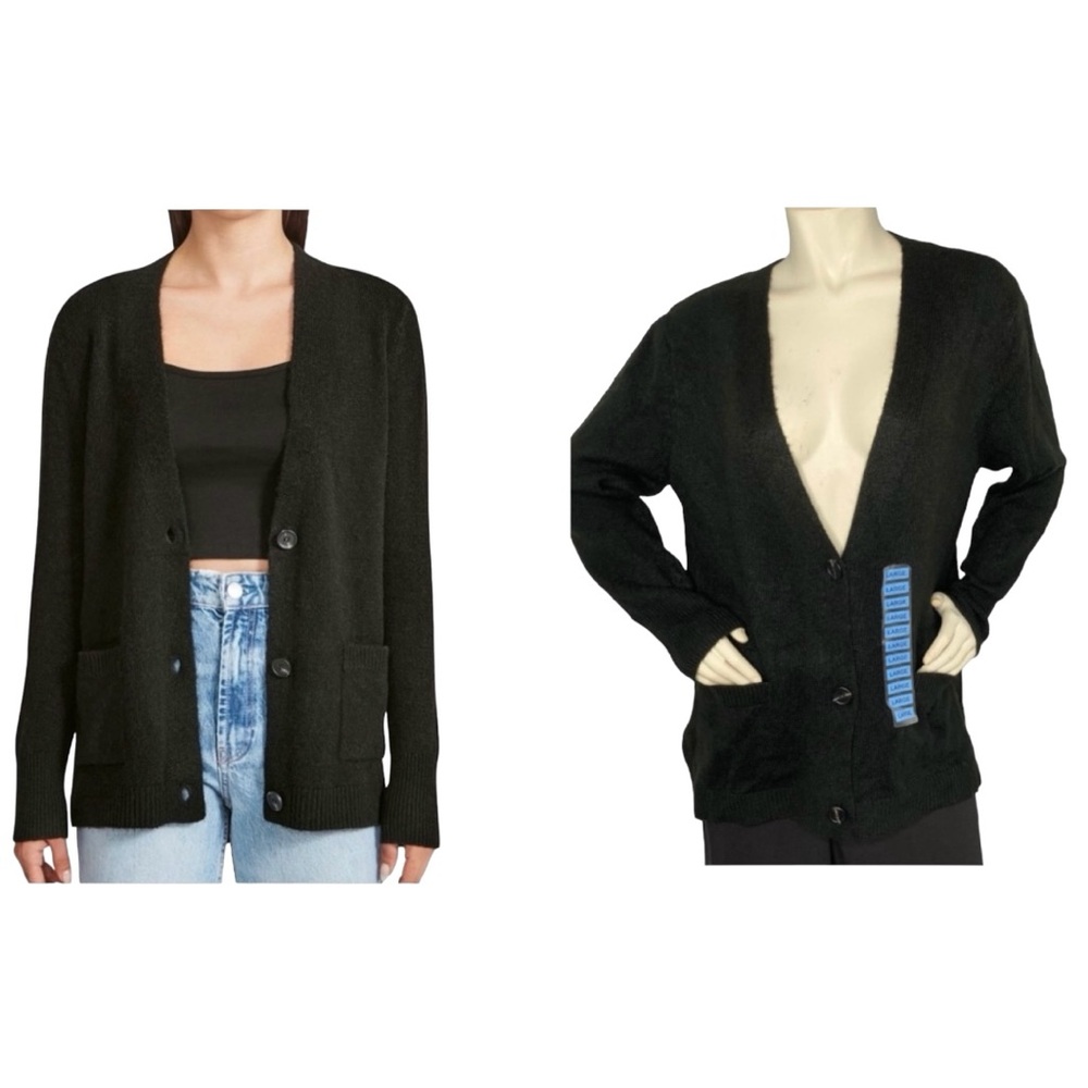 BB DAKOTA BY STEVE MADDEN Black Oversized Color Block Cardigan Duster Sweater, L